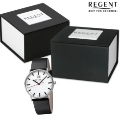 Regent Herren Armbanduhr Analog Lederarmband schwarz URF1266