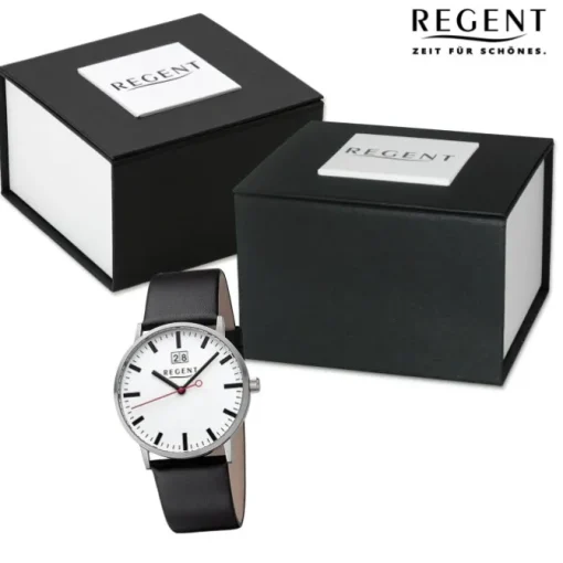 Regent Herren Armbanduhr Analog Lederarmband schwarz URF1266