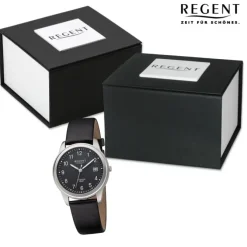 Regent Herren Armbanduhr Analog Lederarmband schwarz URF1267
