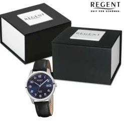 Regent Herren Armbanduhr Analog Lederarmband schwarz URF1269