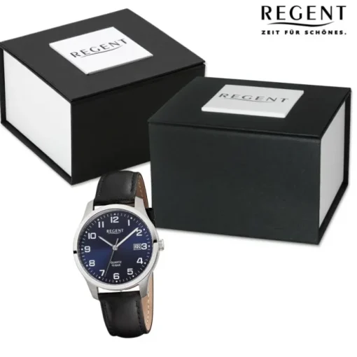 Regent Herren Armbanduhr Analog Lederarmband schwarz URF1269