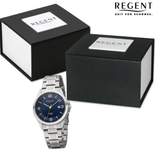 Regent Herren Armbanduhr Analog Metallarmband silber URF1287