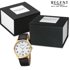 Regent Herren Armbanduhr Analog Lederarmband schwarz URF1417
