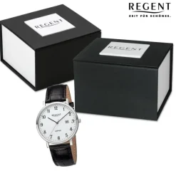 Regent Herren Armbanduhr Analog Lederarmband schwarz URF1423