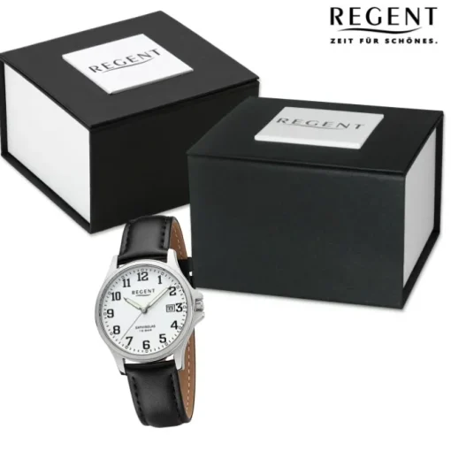 Regent Herren Armbanduhr Analog Lederarmband schwarz URF1432