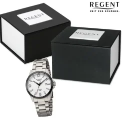 Regent Herren Armbanduhr Analog Titanarmband grau URF1444