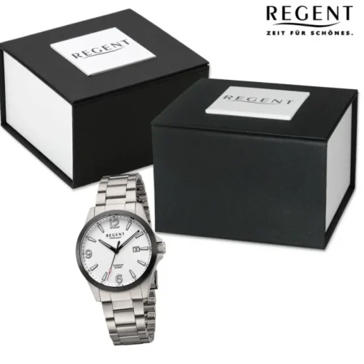 Regent Herren Armbanduhr Analog Titanarmband grau URF1444