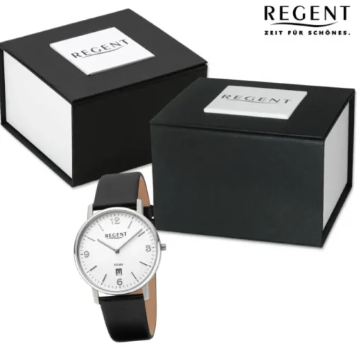 Regent Herren Armbanduhr Analog Lederarmband schwarz URF1449