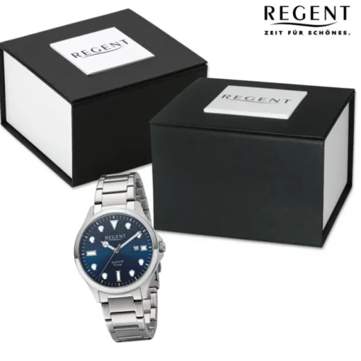 Regent Herren Armbanduhr Analog Metallarmband silber URF1454