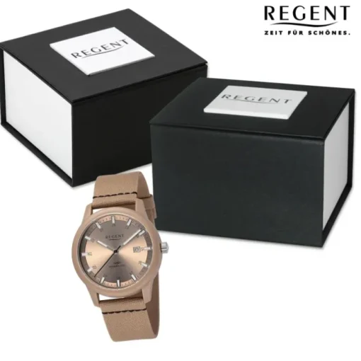 Regent Herren Armbanduhr Analog Nylonarmband braun schwarz URBA732