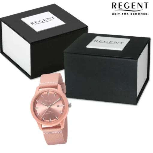 Regent Herren Armbanduhr Analog Nylonarmband rosa weiß URBA733