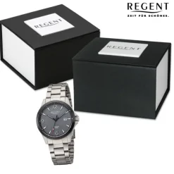 Regent Herren Armbanduhr Analog Titanarmband grau URF1297