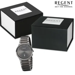 Regent Herren Armbanduhr Analog Metallarmband dunkelgrau URF1346