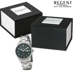 Regent Herren Armbanduhr Analog Metallarmband silber URF1445