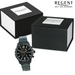 Regent Herren Armbanduhr Chronograph Metallarmband dunkelgrau UR1152509