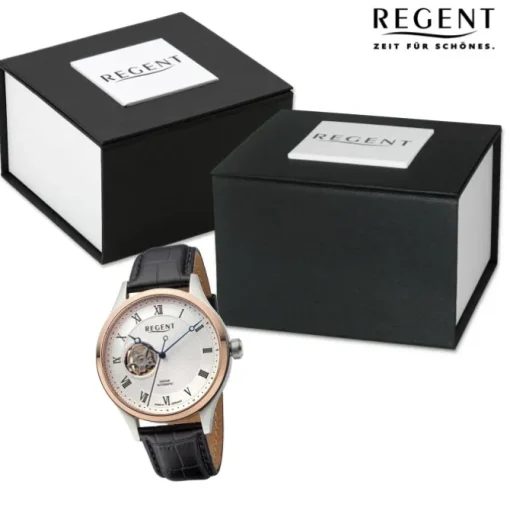 Regent Herren Armbanduhr Analog Lederarmband schwarz URGM2217