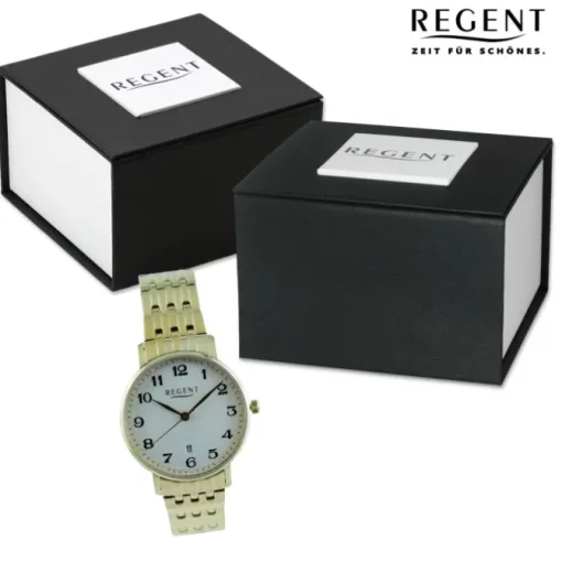 Regent Herren Armbanduhr Analog Metallarmband hellgold UR1012510