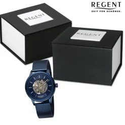 Regent Herren Armbanduhr Analog Metallarmband blau URF1396
