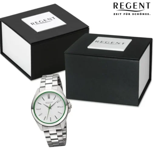 Regent Herren Armbanduhr Analog Metallarmband silber URBA814