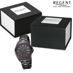 Regent Herren Armbanduhr Analog Metallarmband schwarz URBA815