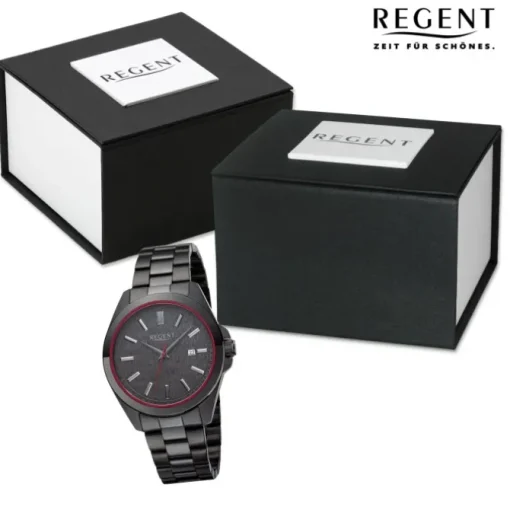 Regent Herren Armbanduhr Analog Metallarmband schwarz URBA815