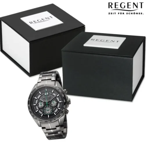 Regent Herren Armbanduhr Analog Metallarmband dunkelgrau URBA832