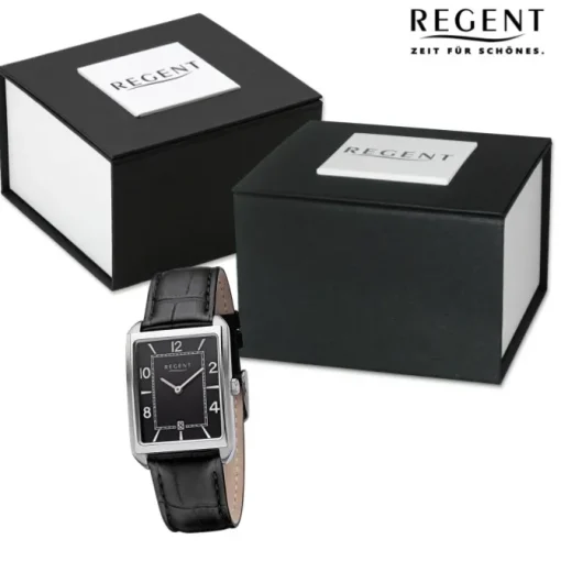 Regent Herren Armbanduhr Analog Lederarmband schwarz URF1264