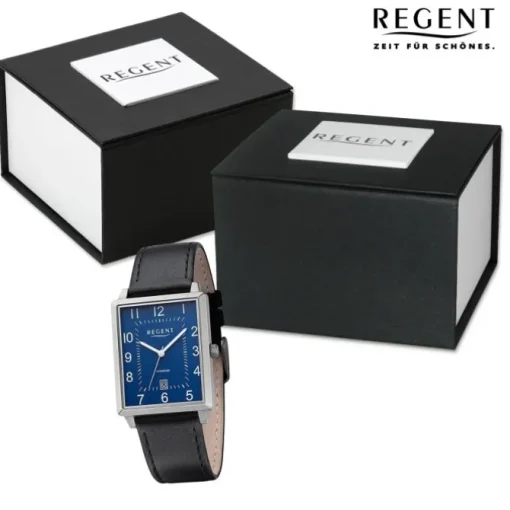 Regent Herren Armbanduhr Analog Lederarmband schwarz URF1274