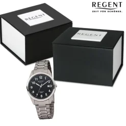 Regent Herren Armbanduhr Analog Titanarmband grau silber URF1293