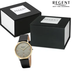 Regent Herren Armbanduhr Analog Lederarmband schwarz URF1450