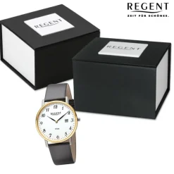 Regent Herren Armbanduhr Analog Lederarmband dunkelgrau URF1562
