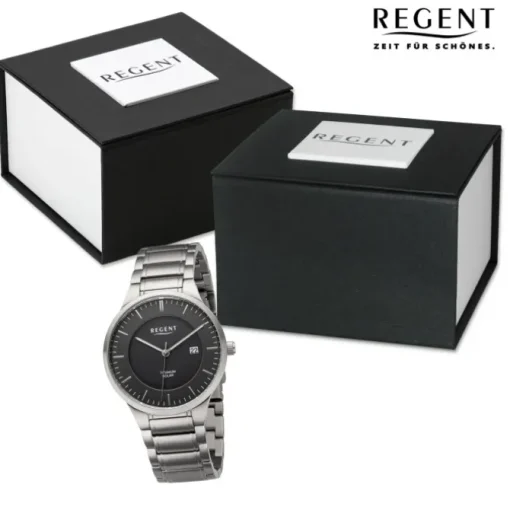 Regent Herren Armbanduhr Analog Metallarmband silber URBA709