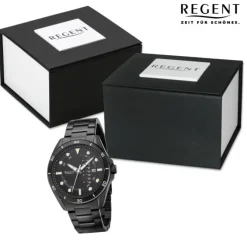 Regent Herren Armbanduhr Analog Metallarmband schwarz URBA634