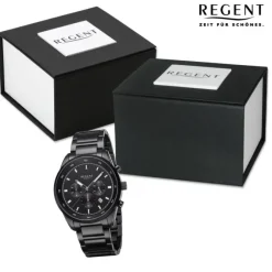 Regent Herren Armbanduhr Analog Metallarmband schwarz URBA757
