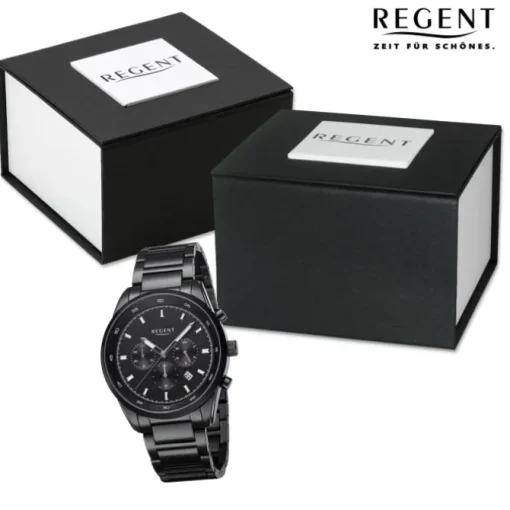 Regent Herren Armbanduhr Analog Metallarmband schwarz URBA757