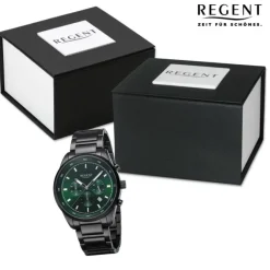Regent Herren Armbanduhr Analog Metallarmband schwarz URBA758