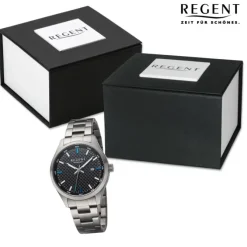 Regent Herren Armbanduhr Analog Titanarmband grau URBA760