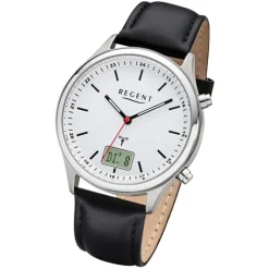 Regent Herren Funkuhr Analog-Digital BA-449 Funk-Uhr Leder schwarz URBA449