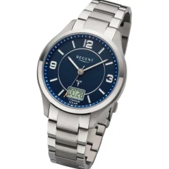Regent Herren Funkuhr Analog-Digital Metallarmband silber URBA714