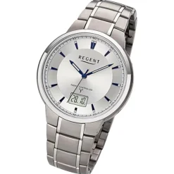 Regent Herren Funkuhr Analog-Digital Metallarmband silber URFR268