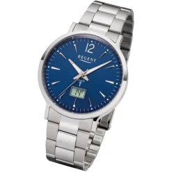Regent Herren Funkuhr Analog-Digital FR-247 Funk-Uhr Metall silber URFR247