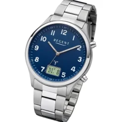 Regent Herren Funkuhr Analog-Digital Metallarmband silber URFR281