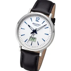 Regent Herren Funkuhr Analog-Digital Lederarmband schwarz URFR286