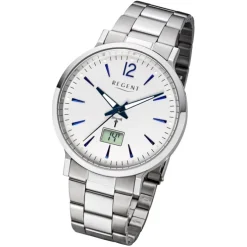 Regent Herren Funkuhr Analog-Digital FR-246 Funk-Uhr Metall silber URFR246