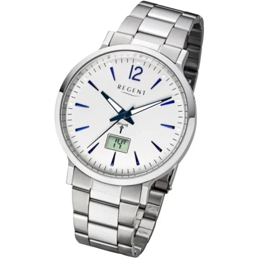 Regent Herren Funkuhr Analog-Digital FR-246 Funk-Uhr Metall silber URFR246
