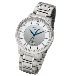 Regent Herren Funkuhr Analog-Digital FR-250 Funk-Uhr Titan silber URFR250