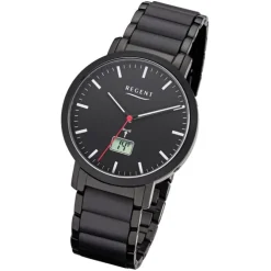 Regent Herren Funkuhr Analog-Digital FR-255 Funk-Uhr Metall schwarz URFR255