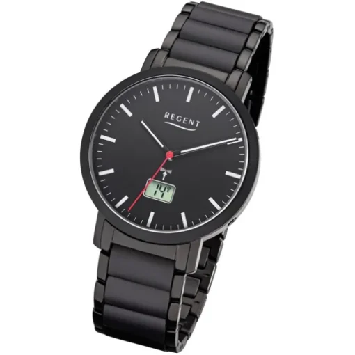 Regent Herren Funkuhr Analog-Digital FR-255 Funk-Uhr Metall schwarz URFR255