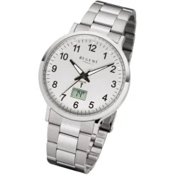Regent Herren Funkuhr Analog-Digital FR-248 Funk-Uhr Metall silber URFR248