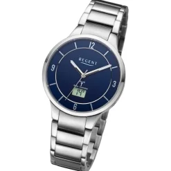 Regent Herren Funkuhr Analog-Digital Metallarmband silber URFR290